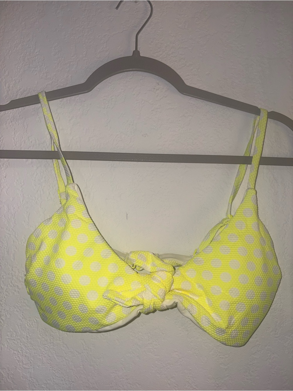 aerie Yellow Polka Dot Knot bikini top with Adjustable Straps